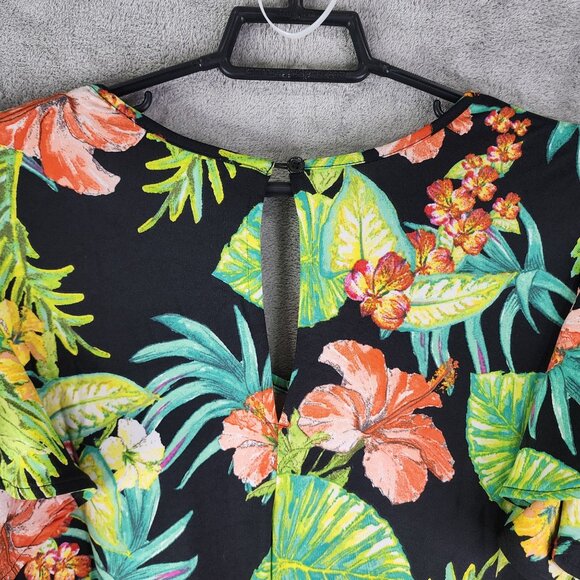 Women's Signature Collection Floral Print Jumpsuit Ruffle Sleeve Size M - Picture 13 of 14